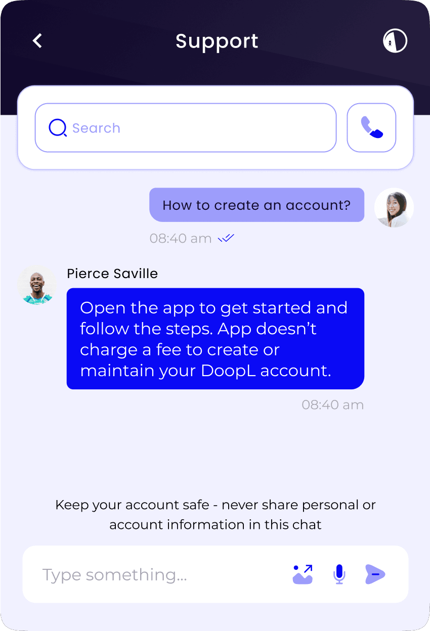 Get instant support directly inside the DoopL app. Whether you’re a learner or instructor, chat with our team in real time for help with bookings, setup, or troubleshooting; no fees, no waiting.